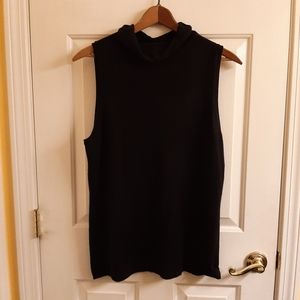 H by Halston Black Silk and Cashmere Sleeveless Sweater, Large